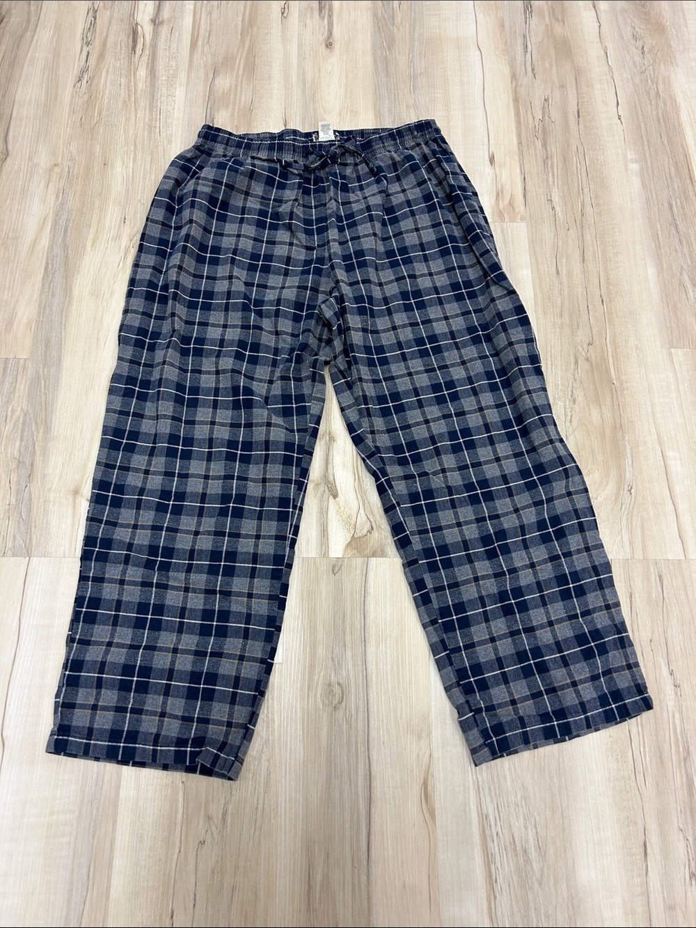 Men's Navy and Gray Plaid cotton Lounge Pants - Relaxed Fit